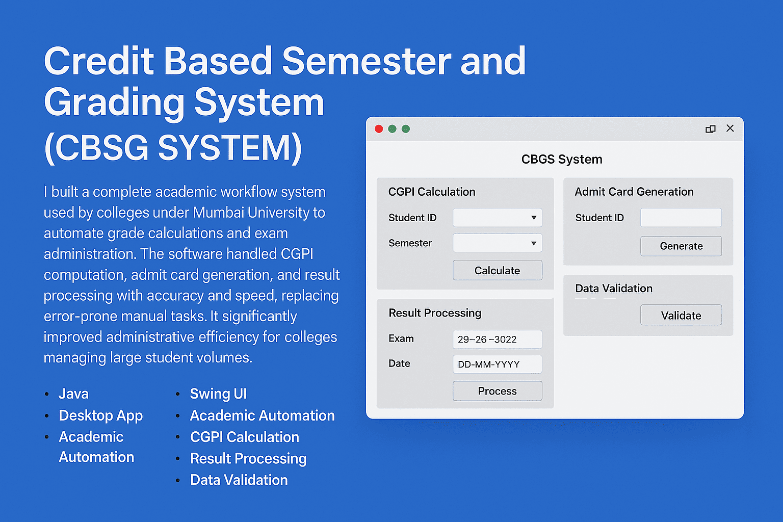 📘 Credit Based Semester and Grading System (CBSG SYSTEM) project screenshot